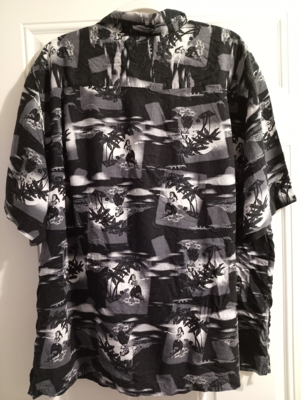 MENS HAWAIIAN PRINT CLASSIC RAYON DRESS SHIRT HULA GIRL PIN UP VINTAGE RETRO XL
